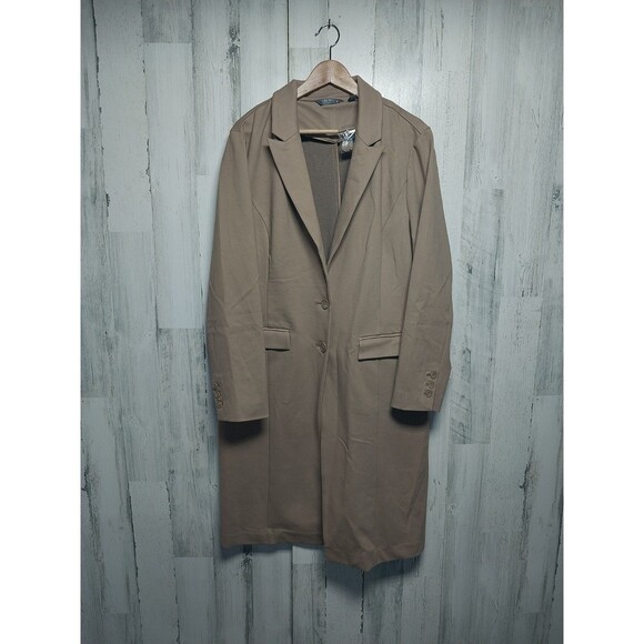 Lisa Rinna Collection Women's Two Button Pea Coat Solid Camel XL Size - Picture 1 of 8